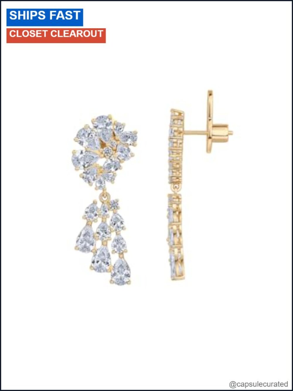 14K Gold Plated Crystal Chandelier Earrings CZ Drop Dangle Bridal
